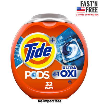 Tide PODS  Ultra OXI Liquid Laundry Detergent Pacs, 32 Count