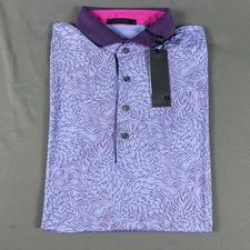Greyson Golf Shirt Polo Den of Thieves Print Large Valley Polyester MSRP $118