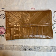 VTG Gayfers Eel Skin Clutch Purse Bag Tan Dividers  Pockets