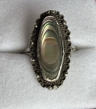 Vintage Art Plata Mexico 925 Sterling Silver Abalone Ring Size 6.5