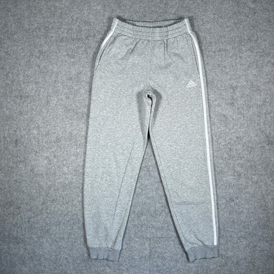 Adidas Sweatpants Mens Large Gray Essentials 3-Stripes Fleece Joggers Athletic