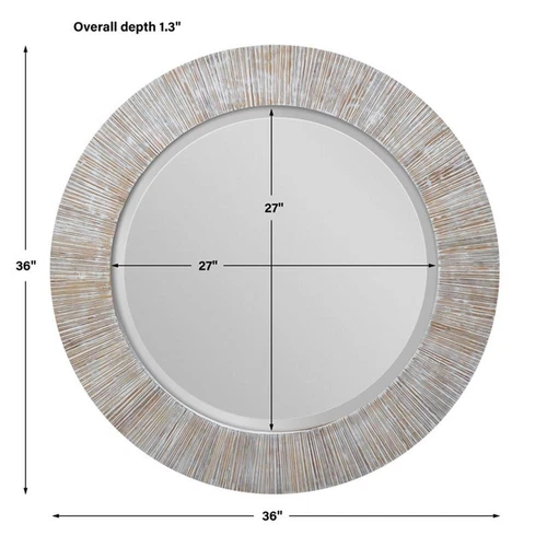 Uttermost Repose Round Coastal Bamboo and Wood Mirror in White - Picture 6 of 6