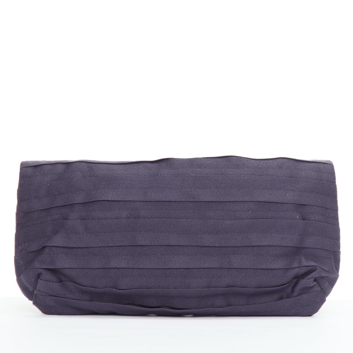 LANVIN purple satin pleated fabric silver buckle foldover 