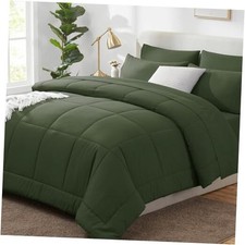 Comforter Set 7 Pieces Bed in a Bag, Green Comforter Size, Queen Olive Green