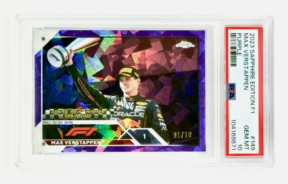 2023 Topps Chrome Sapphire Max Verstappen /10 PSA 10 Purple #149 Formula 1 F1