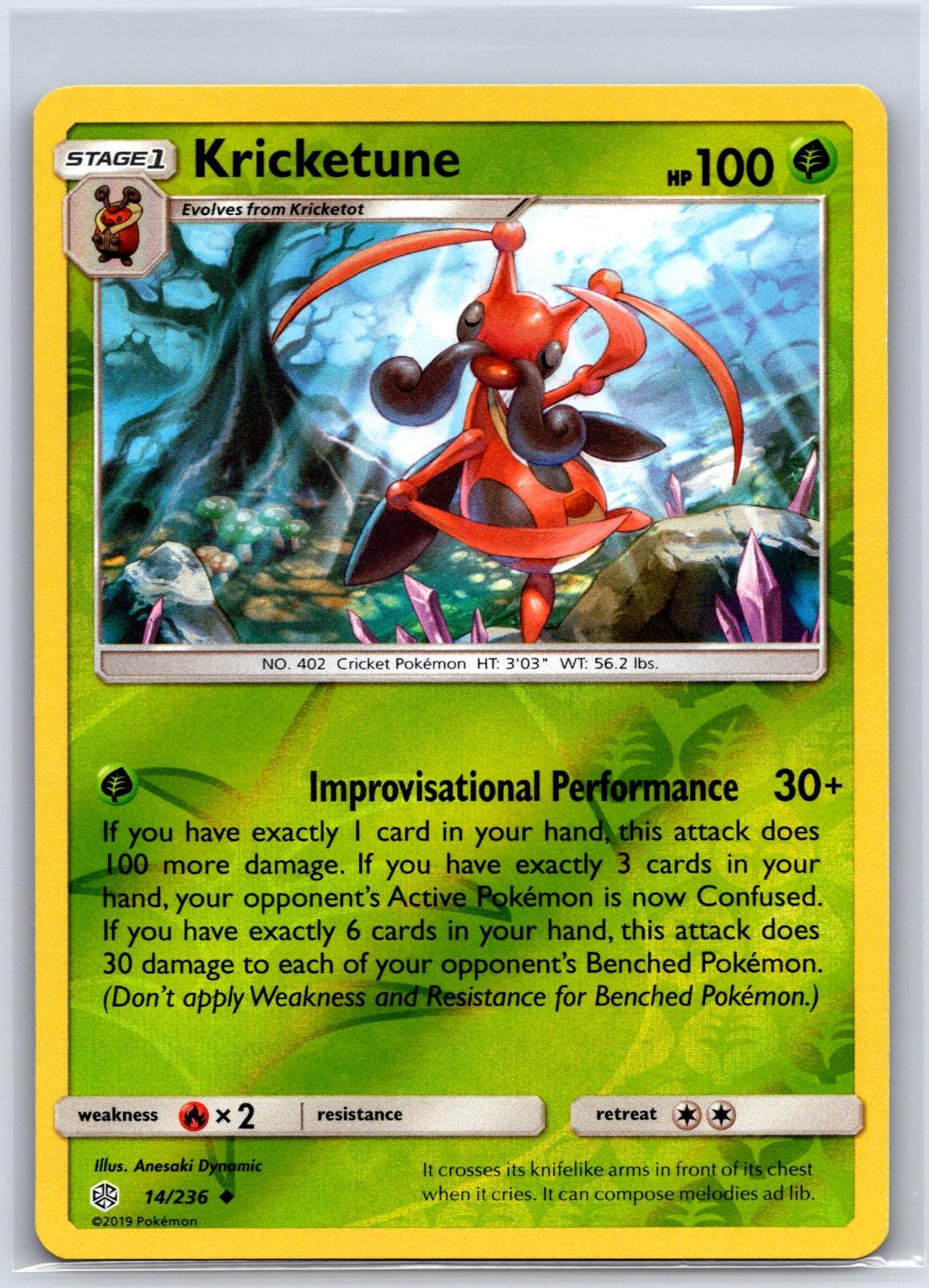 Kricketune 14/236 Uncommon Cosmic Eclipse Pokemon Reverse Holo NM/M 611d-58