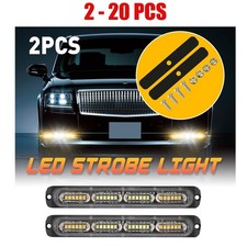 2-20PCS Amber/White 24LED Truck Hazard Warning Flashing Chase Light Bar ATV/UTV