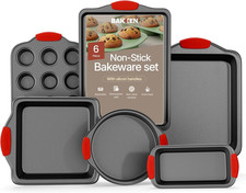 Baking Set   6 Piece Kitchen Oven Bakeware Set   Deluxe Non-Stick Black Coating