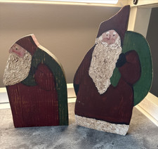 Set of Primitive Hand Painted Santa's