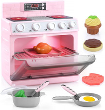 Toy Oven Kids Kitchen set, Kids Kitchen Set with 11 Accessories, Realistic Cook