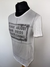 Alexander McQueen ADJUST YOUR DRESS Sign White T Shirt Size Medium M