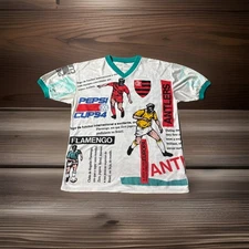 CR Flamengo Kashima Antlers Pepsi Cup 1994 Vintage T-Shirts Size L 90s Zico