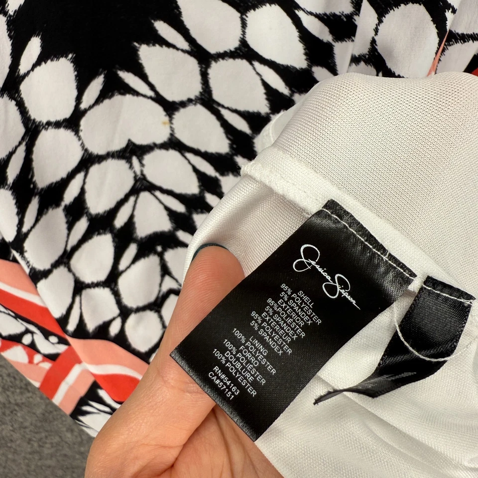 Vestido Jessica Simpson Mujer 2 Negro Cambio Geométrico Midi Forrado Manga Larga Foto 4 de 4