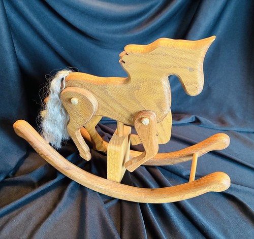 Wooden Rocking Horse Amish Style Toy Decor Medium Size 9โ H x 4โ W x 11โ L