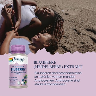 60 mg Bilberry Berry Extract VegCaps | Vision & Circulatory Support, 60 Count