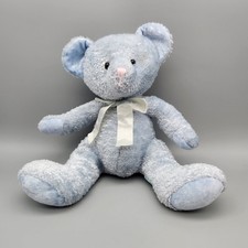 Vintage Russ Baby Binki Teddy Bear Plush Blue 12" Bow Stuffed Animal Toy Stains