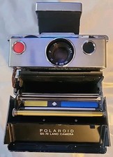 Vintage Polaroid SX-70 Land Camera - Steel Leather Covers. Untested.