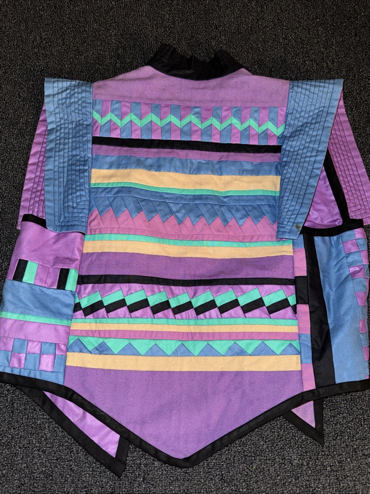 Vtg Reversible Patchwork Quilted Vest Geometric A… - image 3