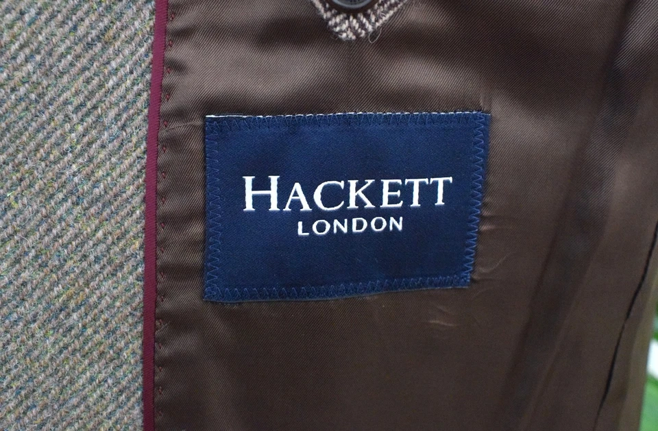 New HACKETT x FOX BROTHERS Olive Tweed Field Jacket Size 44L/54L XL Long Suede - Image 2 of 4
