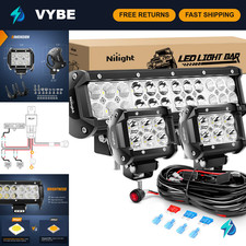 72w 12 Led Light Bar 2x 18w Flood Pods Off-road Fog Lights Wiring Kit Atv 72w 12 Led Light Bar 2x 18w Flood Pods Off-road Fog Lights Wiring Kit Atv