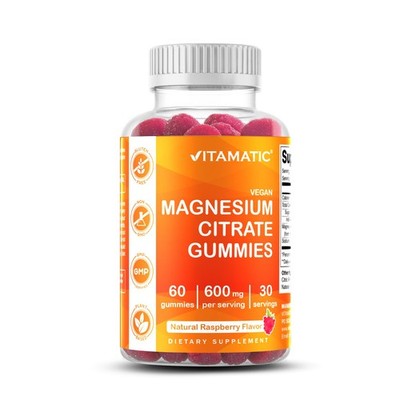 Vitamatic Magnesium Citrate Gummies 600mg per Serving - 60 Vegan Gummies 