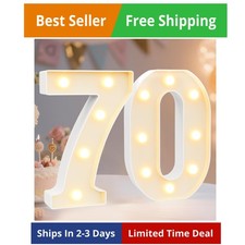Decorative LED Light Up Number Letters, White Plastic Marquee Number Lights S...