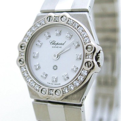 CHOPARD WATCH SAN MORITZ 25/8348-11 12P DIAMONDS QUARTZ 18K WHITE GOLD WOMEN'S