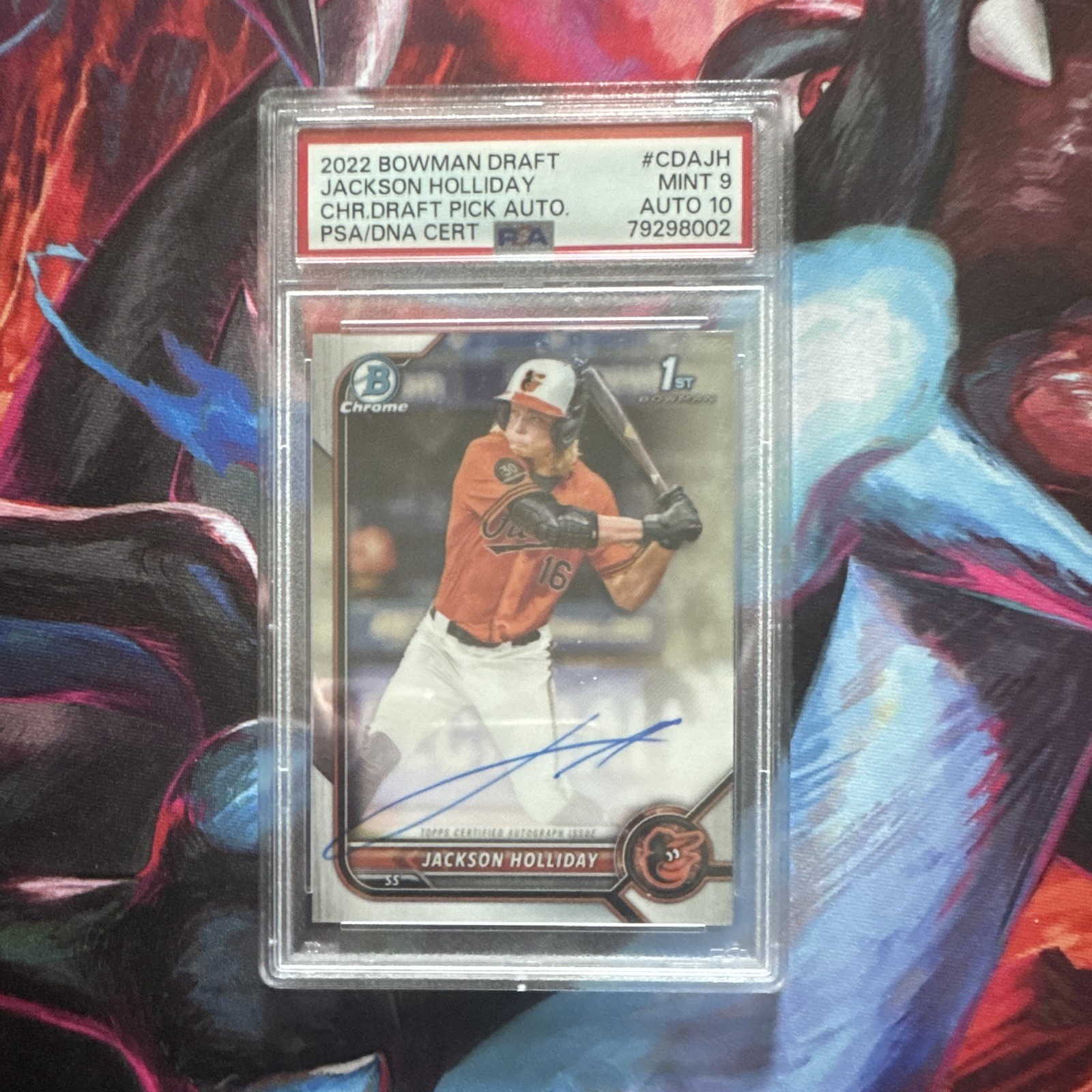 Topps 2022 Bowman Draft Chrome Draft Pick Autos Jackson Holliday RC CDA-JH PSA 9