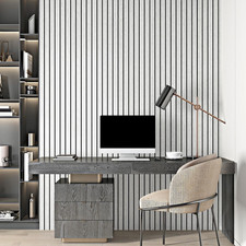 Grey White Oak Wood Panels for Walls 3D Textured Acoustic Faux Wood Slat Wall...