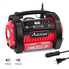 Avid Power Tire Inflator Air Compressor, 12V DC / 110V AC Dual Power Tire Pump