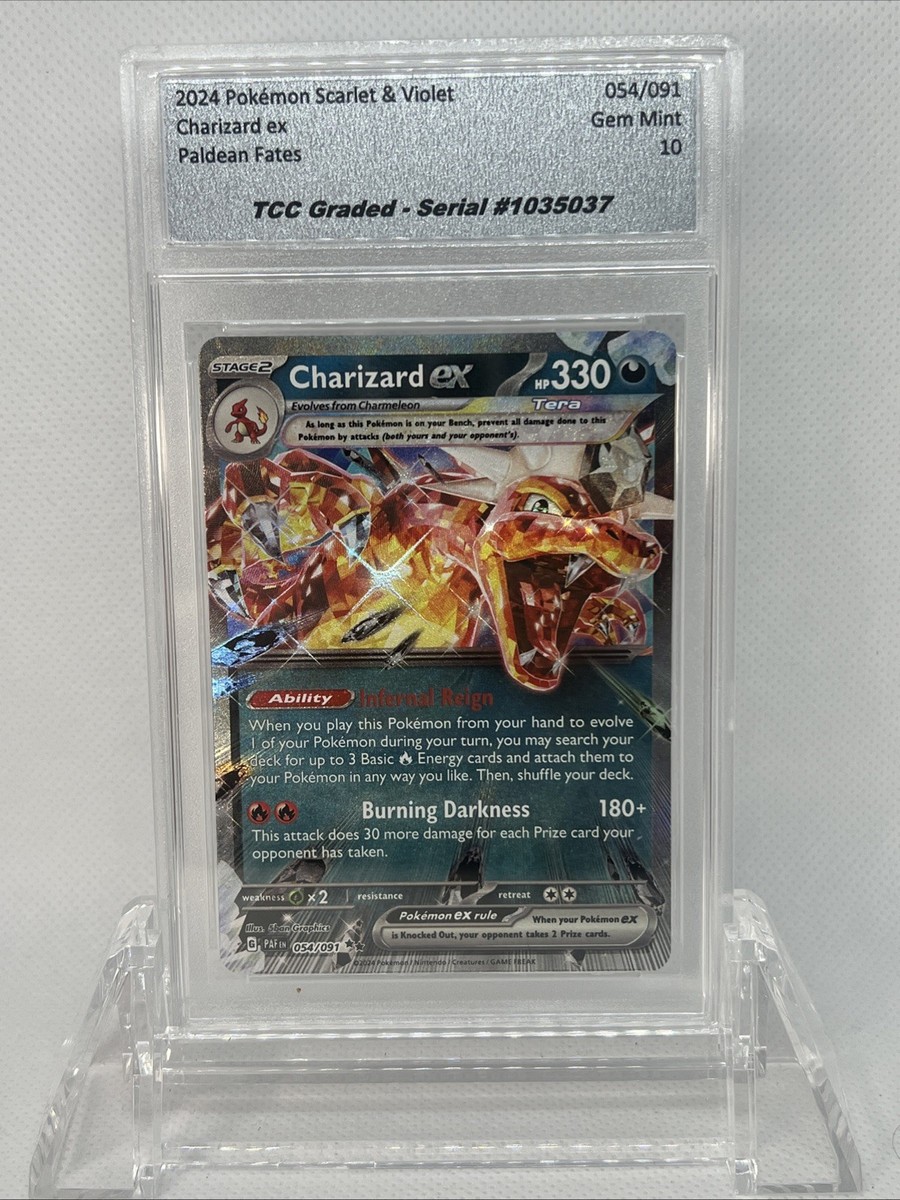 2024 Pokemon Paldean Fates Charizard EX 054/091 TCC Graded Gem