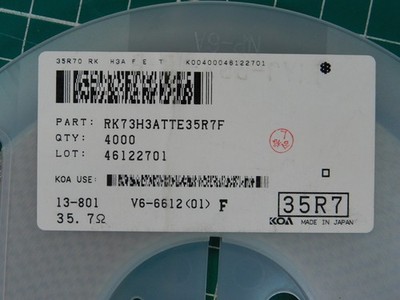Lot of 3333 KOA RK73H3ATTE35R7F  X93936 RES 35.7 OHM 1% 1W 2512