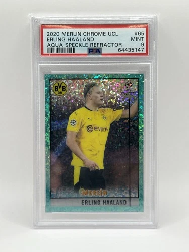 2020-21 Topps Merlin Chrome Uefa- Erling Haaland #65 Aqua Speckle Refractor /175