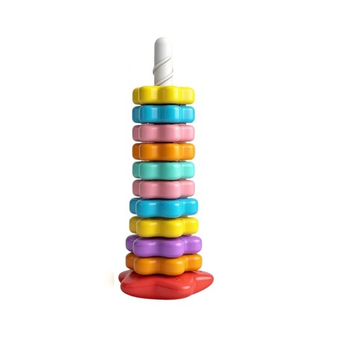 Rainbow Stacking Stacker Toy Colorful Flower-Shaped Disc Stacker Color ...
