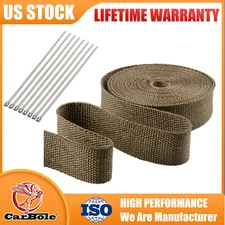New 2"x 50'Titanium Exhaust Heat Wrap For Car & Motorcycle Exhaust Tape+Ties