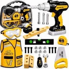 Kids Tool Set with Carrying Case, Electronic Toy Drill Bits Yellow
