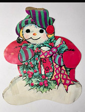 Mid-Century Kitschy Snowman Cardboard Die-Cut Christmas Decoration