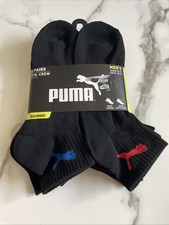 New PUMA Men's 6 Pack Designer Athletic Sports Casual Quarter Cut Socks Black