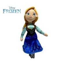 Disney Frozen Anna Plush Doll 9  Authentic Disney Store Blue Dress Braids