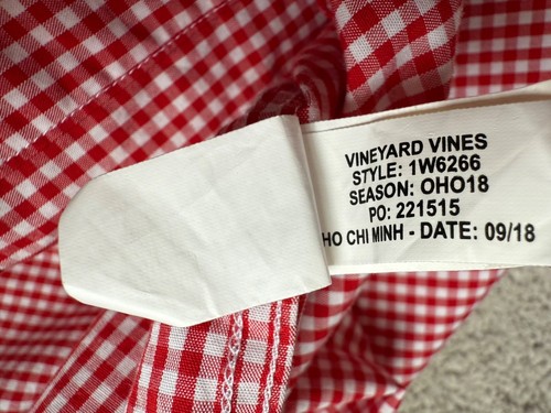 Vineyard Vines Shirt Mens Size Medium Whale Shirt Red & White Holiday Check - Picture 9 of 24