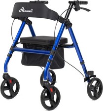 Walker for Seniors Lightweight Rollator Walker with Seat, Foldable-BLUE