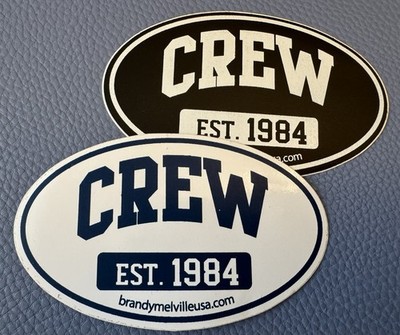 LOT 2 CREW Established 1984 Gear Clothing Shoes Rare VINYL Quality STICKER Decal