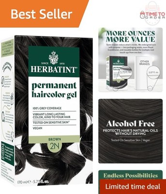 Permanent Hair Dye Women 2N Brown Gray Coverage  Ammonia-Free
