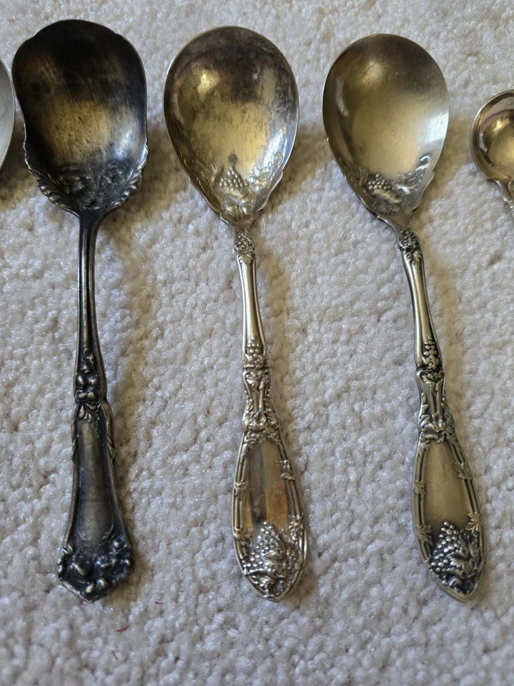 Lot Of 6 Mixed Ornate Patterns Silverplate Berry Or Shell Sugar Spoons Craft Use - image 3 of 4