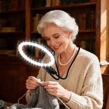 5X 15X Hands Free Magnifying Glass with Light for Reading, Around Neck Magnif...