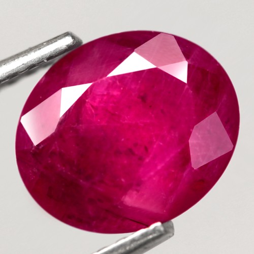 2.45Ct. Natural Gemstone Ruby Pinkish Red Oval Facet Unheated Tanzania Sparkling - Picture 2 of 7