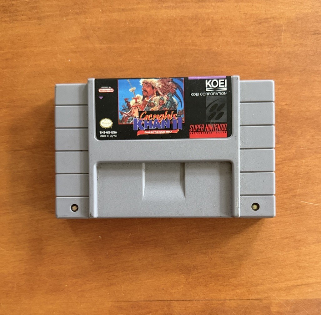 Genghis Khan II Clan Of The Gray Wolf (Super Nintendo SNES) VGC Authentic