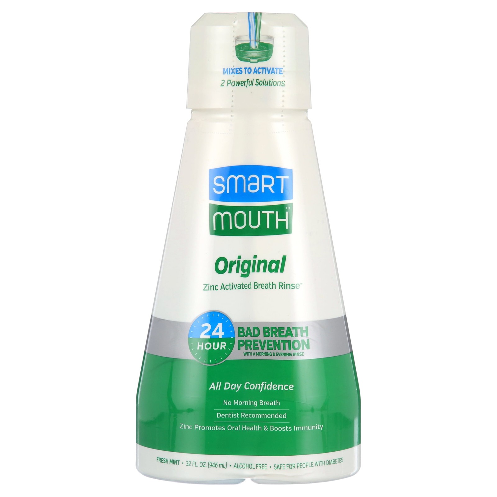 The Original Activated Dual-Solution Breath Rinse Mouthwash, Fresh Mint,32 fl oz