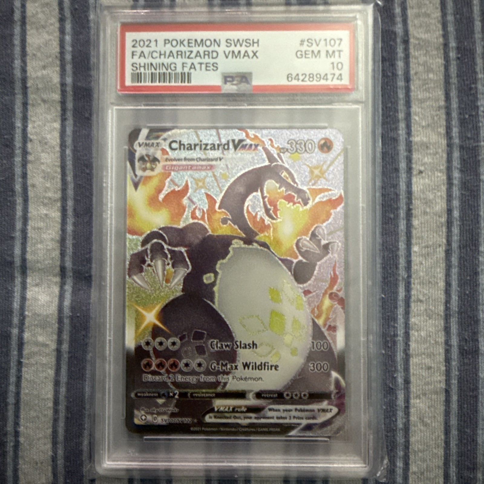 CHARIZARD VMAX 2021 Pokemon #SV107/SV122 PSA 10 GEM-MINT Shining Fates FULL ART