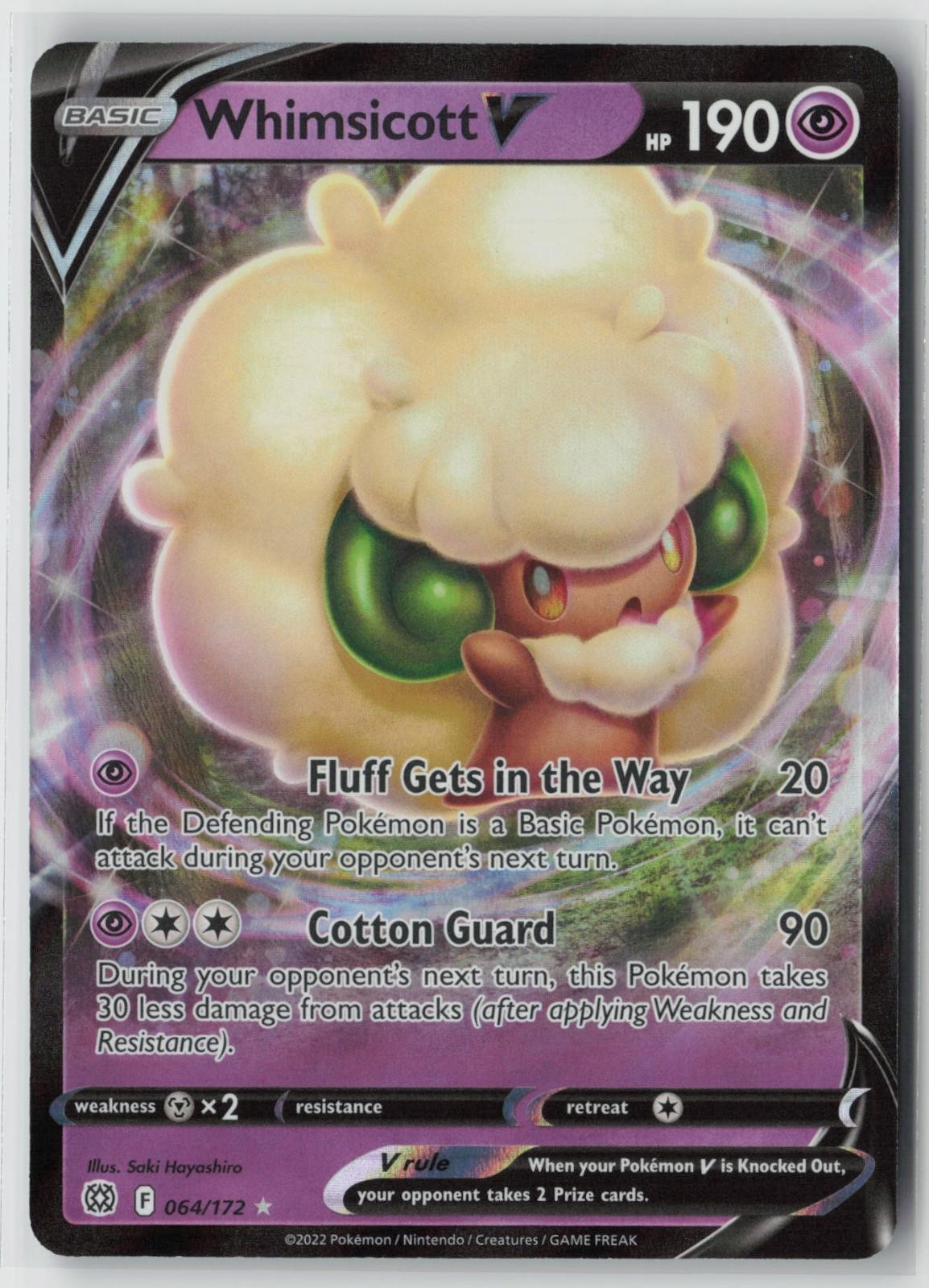 Whimsicott V 064/172 Holo V Rare Brilliant Stars Pokemon Near Mint